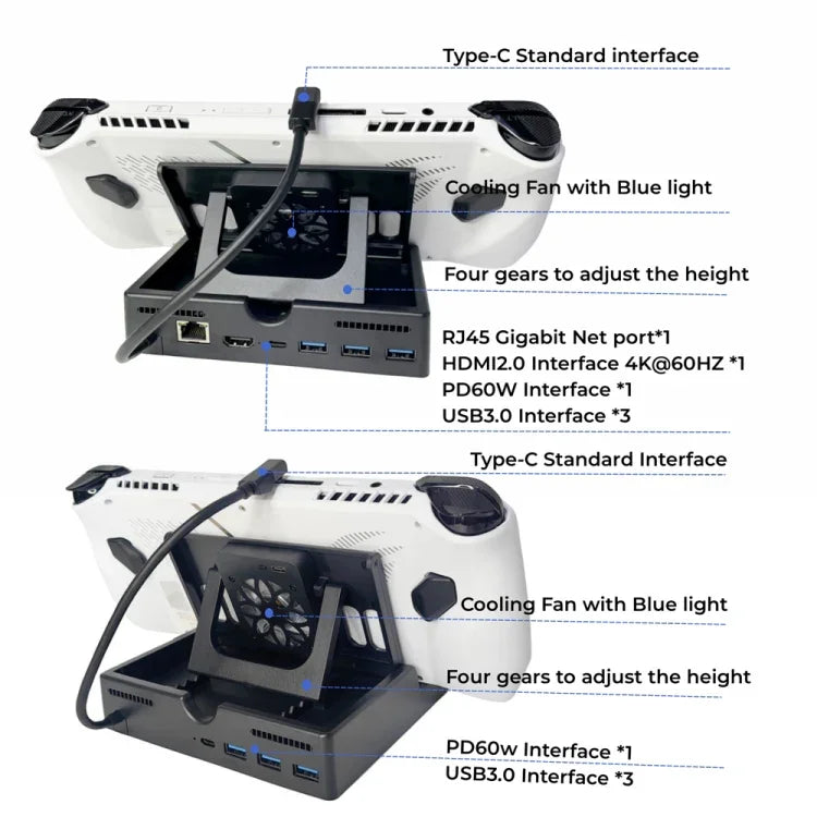 For ROG ALLY Charging Base Multifunctional Docking Station, 6 -in-1 Verison