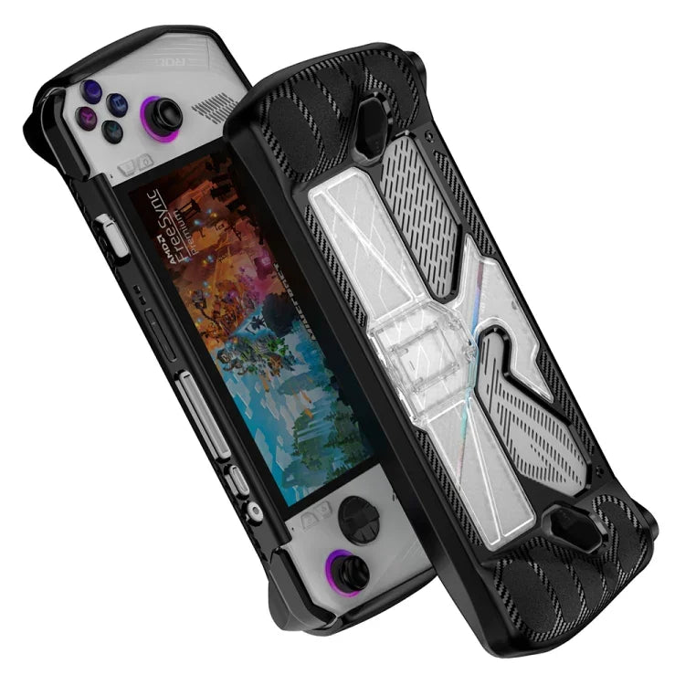 Capa Protetora PC+TPU para Consola de Jogo ASUS Rog Ally com Suporte, PC+TPU Preto+Transparente