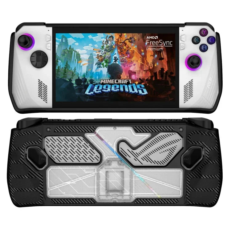 Capa Protetora PC+TPU para Consola de Jogo ASUS Rog Ally com Suporte, PC+TPU Preto+Transparente