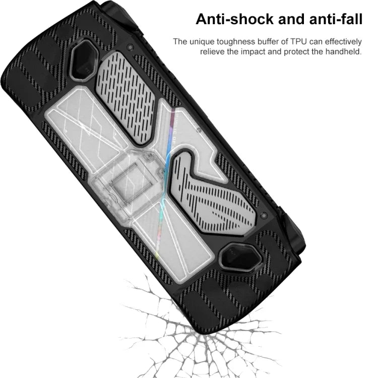 Capa Protetora PC+TPU para Consola de Jogo ASUS Rog Ally com Suporte, PC+TPU Preto+Transparente