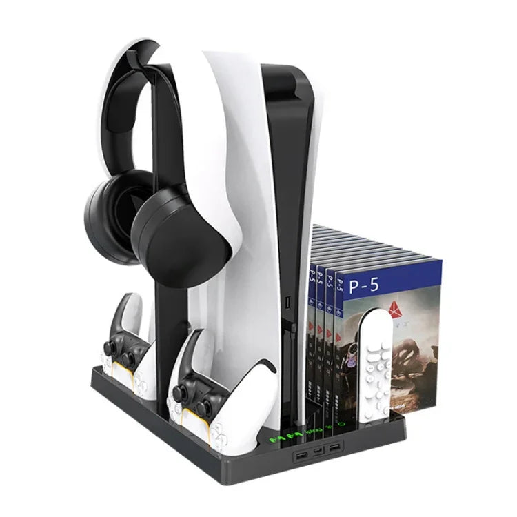 iplay para PS5 Base de Carregamento com Ventoinha de Arrefecimento para Comando de Jogo com Suporte para Disco, HBP-271