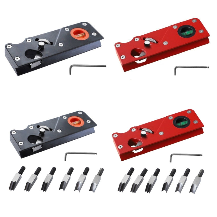 Plaina Manual de Carpintaria Multiângulo para Chanfrar com Profundidade Ajustável, Plaina Preta, Plaina Vermelha, Preta + 6 Lâminas, Vermelha + 6 Lâminas