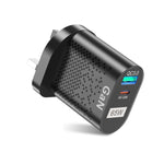 Carregador de Telemóvel 65W GaN PD de Carregamento Rápido para Computador, Ficha UE Preta, Ficha UK Preta, Ficha EUA Preta, Ficha AU Preta, Ficha KR Preta, Ficha UE Branca, Ficha UK Branca, Ficha EUA Branca, Ficha AU Branca, Ficha KR Branca