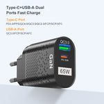 Carregador de Telemóvel 65W GaN PD de Carregamento Rápido para Computador, Ficha UE Preta, Ficha UK Preta, Ficha EUA Preta, Ficha AU Preta, Ficha KR Preta, Ficha UE Branca, Ficha UK Branca, Ficha EUA Branca, Ficha AU Branca, Ficha KR Branca