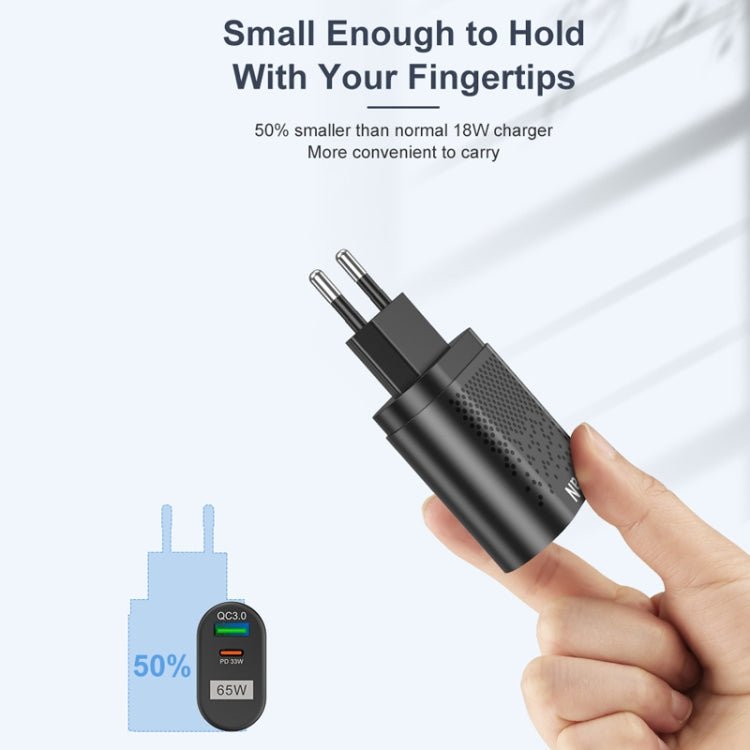 Carregador de Telemóvel 65W GaN PD de Carregamento Rápido para Computador, Ficha UE Preta, Ficha UK Preta, Ficha EUA Preta, Ficha AU Preta, Ficha KR Preta, Ficha UE Branca, Ficha UK Branca, Ficha EUA Branca, Ficha AU Branca, Ficha KR Branca