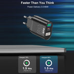 Carregador de Telemóvel 65W GaN PD de Carregamento Rápido para Computador, Ficha UE Preta, Ficha UK Preta, Ficha EUA Preta, Ficha AU Preta, Ficha KR Preta, Ficha UE Branca, Ficha UK Branca, Ficha EUA Branca, Ficha AU Branca, Ficha KR Branca