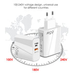 A502 Carregador GaN de 65W USB-C/Tipo-C+USB Porta Dupla QC3.0 Universal para Portátil, Ficha UE Preto, Ficha UE Branco, Ficha EUA Preto, Ficha EUA Branco, Ficha Reino Unido Preto, Ficha Reino Unido Branco