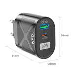 Carregador Rápido 65W GAN PD + QC3.0 para Telemóvel, Portátil e Computador, Cabeça de Carregamento Universal, Ficha UE Preta, Ficha UK Preta, Ficha EUA Preta, Ficha AU Preta, Ficha UE Branca, Ficha UK Branca, Ficha EUA Branca, Ficha AU Branca