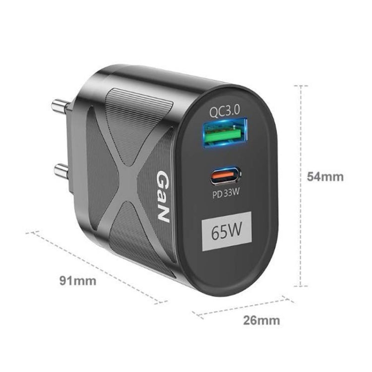 Carregador Rápido 65W GAN PD + QC3.0 para Telemóvel, Portátil e Computador, Cabeça de Carregamento Universal, Ficha UE Preta, Ficha UK Preta, Ficha EUA Preta, Ficha AU Preta, Ficha UE Branca, Ficha UK Branca, Ficha EUA Branca, Ficha AU Branca