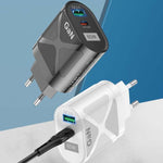Carregador Rápido 65W GAN PD + QC3.0 para Telemóvel, Portátil e Computador, Cabeça de Carregamento Universal, Ficha UE Preta, Ficha UK Preta, Ficha EUA Preta, Ficha AU Preta, Ficha UE Branca, Ficha UK Branca, Ficha EUA Branca, Ficha AU Branca
