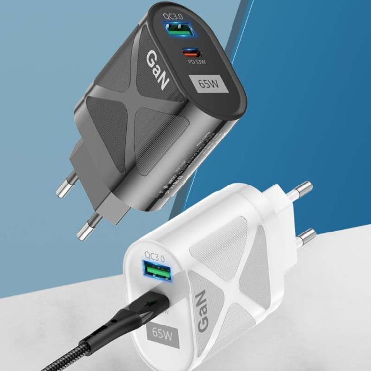 Carregador Rápido 65W GAN PD + QC3.0 para Telemóvel, Portátil e Computador, Cabeça de Carregamento Universal, Ficha UE Preta, Ficha UK Preta, Ficha EUA Preta, Ficha AU Preta, Ficha UE Branca, Ficha UK Branca, Ficha EUA Branca, Ficha AU Branca