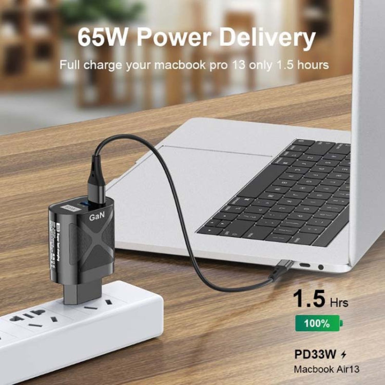 Carregador Rápido 65W GAN PD + QC3.0 para Telemóvel, Portátil e Computador, Cabeça de Carregamento Universal, Ficha UE Preta, Ficha UK Preta, Ficha EUA Preta, Ficha AU Preta, Ficha UE Branca, Ficha UK Branca, Ficha EUA Branca, Ficha AU Branca