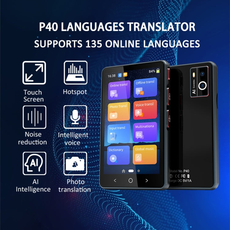 P40 Tradutor Inteligente Multi-país Interpretação Simultânea Tradução por Foto Offline Gravação para Tradução, P40 (Preto), P40 (Branco)