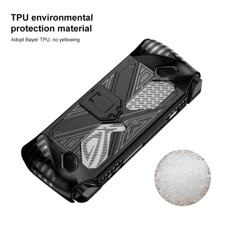 Capa TPU Macia para Consola de Jogo Asus ROG Ally com Suporte, TPU Preto, TPU Branco