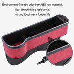 Car Central Control Seat Gap Storage Box with Dual USB Ambient Lights, Suede Khaki Co-pilot