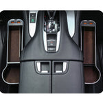 Car Central Control Seat Gap Storage Box with Dual USB Ambient Lights, Suede Khaki Co-pilot