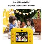 Câmara instantânea para crianças com impressão, 4800W pixels, ecrã de 2 polegadas, câmara fotográfica de lente dupla, K27 rosa, K27 amarelo