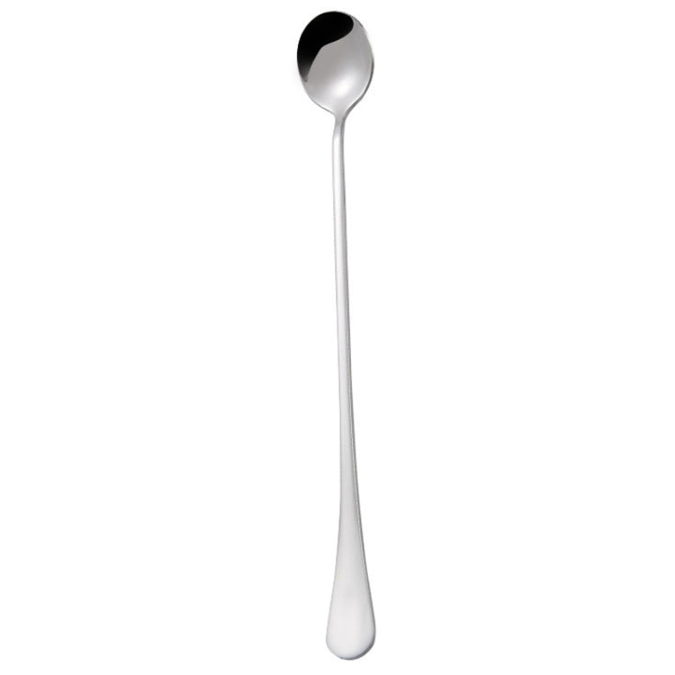 Colher Redonda de Cabo Longo em Aço Inoxidável 304 Espessado para Café, Gelo e Bebidas, Cor Aço Inoxidável, Dourado Titânio, Dourado Rosé, Preto Titânio