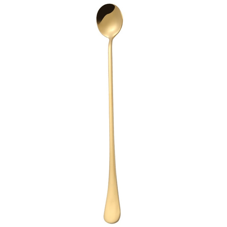 Colher Redonda de Cabo Longo em Aço Inoxidável 304 Espessado para Café, Gelo e Bebidas, Cor Aço Inoxidável, Dourado Titânio, Dourado Rosé, Preto Titânio