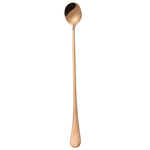 Colher Redonda de Cabo Longo em Aço Inoxidável 304 Espessado para Café, Gelo e Bebidas, Cor Aço Inoxidável, Dourado Titânio, Dourado Rosé, Preto Titânio