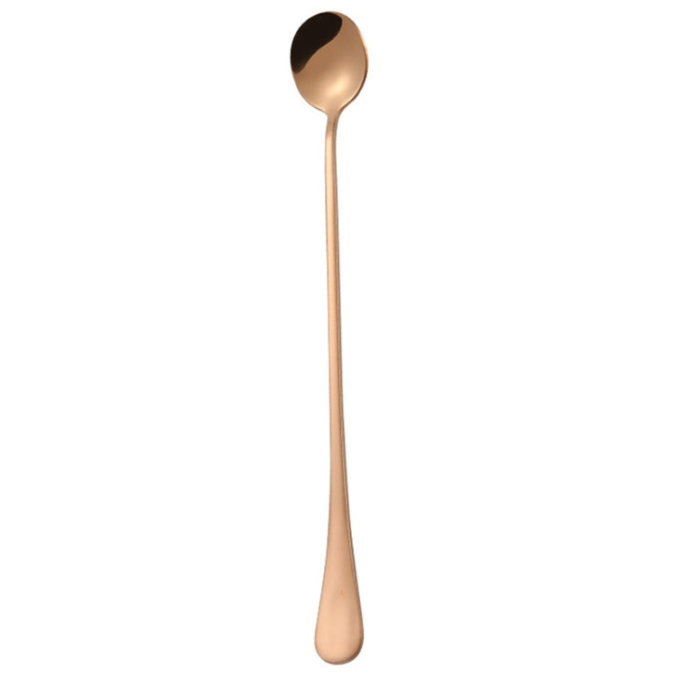 Colher Redonda de Cabo Longo em Aço Inoxidável 304 Espessado para Café, Gelo e Bebidas, Cor Aço Inoxidável, Dourado Titânio, Dourado Rosé, Preto Titânio