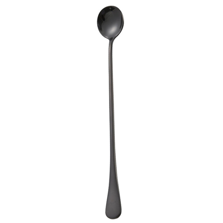 Colher Redonda de Cabo Longo em Aço Inoxidável 304 Espessado para Café, Gelo e Bebidas, Cor Aço Inoxidável, Dourado Titânio, Dourado Rosé, Preto Titânio