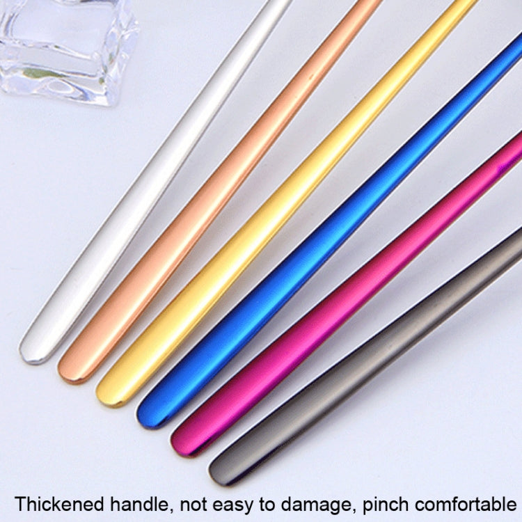 Colher Quadrada de 15cm em Aço Inoxidável 304 para Café com Cabo Longo, Colher para Mistura, Cor Aço Inoxidável, Dourado Titânio, Dourado Rosé, Preto Titânio, Azul, Roxo