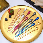Colher Quadrada de 15cm em Aço Inoxidável 304 para Café com Cabo Longo, Colher para Mistura, Cor Aço Inoxidável, Dourado Titânio, Dourado Rosé, Preto Titânio, Azul, Roxo