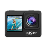 Câmara desportiva impermeável ao ar livre WIFI a cores com ecrã duplo HD 4K, Q60AR