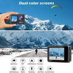 Câmara desportiva impermeável ao ar livre WIFI a cores com ecrã duplo HD 4K, Q60AR