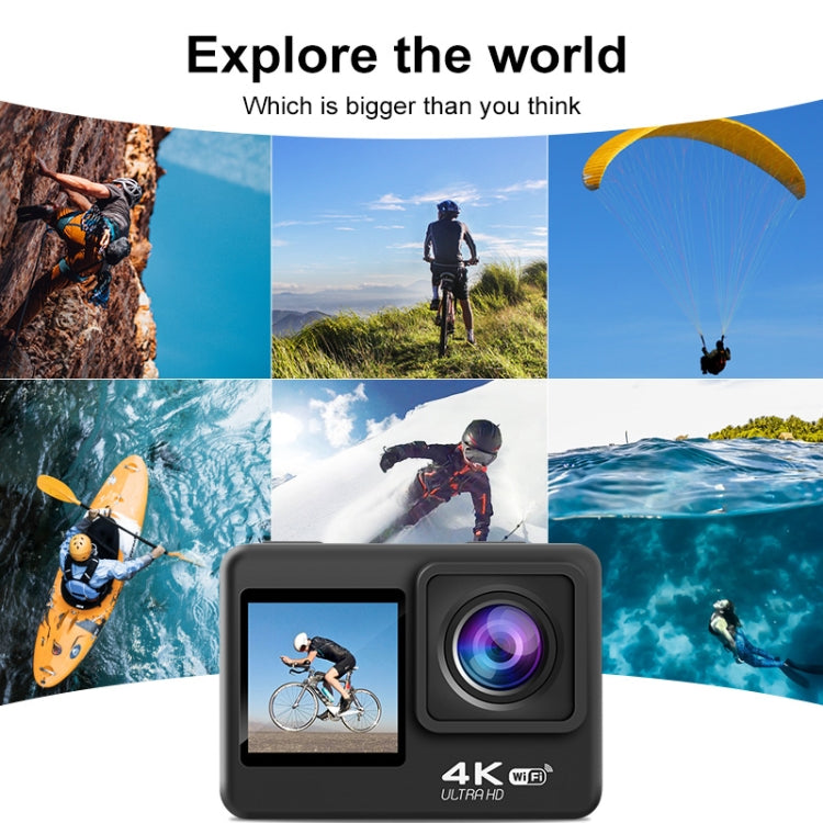 Câmara desportiva impermeável ao ar livre WIFI a cores com ecrã duplo HD 4K, Q60AR