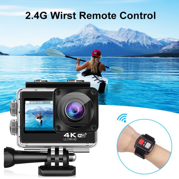 Câmara desportiva impermeável ao ar livre WIFI a cores com ecrã duplo HD 4K, Q60AR
