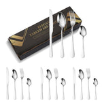 Conjunto de 16 Peças de Faca e Garfo em Aço Inoxidável Dourado com Caixa de Cartão Talheres Ocidentais, Cor Aço Inoxidável, Dourado, Dourado Rosé, Colorido, Preto