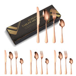 Conjunto de 16 Peças de Faca e Garfo em Aço Inoxidável Dourado com Caixa de Cartão Talheres Ocidentais, Cor Aço Inoxidável, Dourado, Dourado Rosé, Colorido, Preto