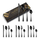 Conjunto de 16 Peças de Faca e Garfo em Aço Inoxidável Dourado com Caixa de Cartão Talheres Ocidentais, Cor Aço Inoxidável, Dourado, Dourado Rosé, Colorido, Preto