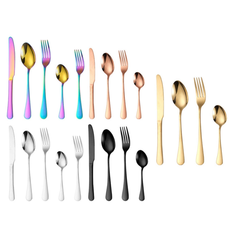 Conjunto de 16 Peças de Faca e Garfo em Aço Inoxidável Dourado com Caixa de Cartão Talheres Ocidentais, Cor Aço Inoxidável, Dourado, Dourado Rosé, Colorido, Preto
