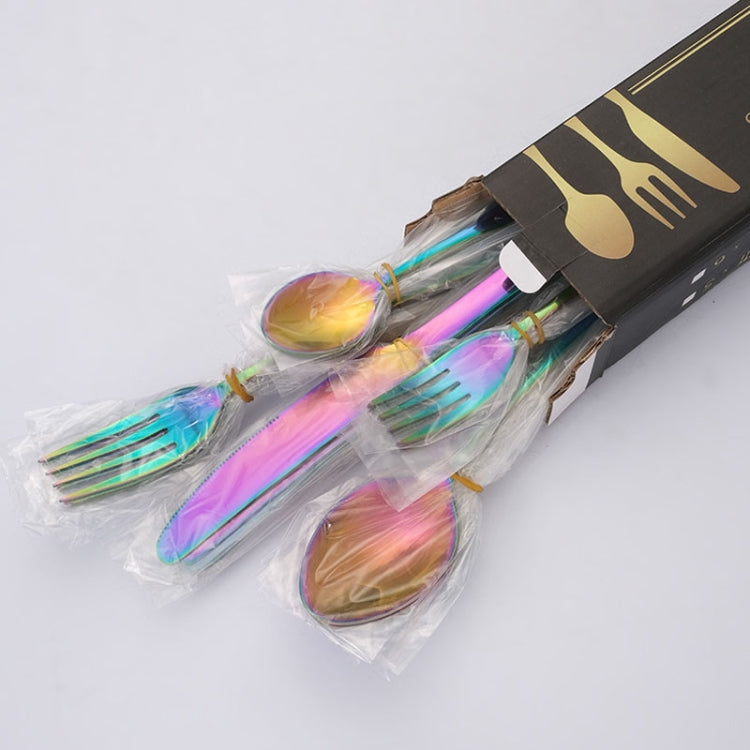 Conjunto de 16 Peças de Faca e Garfo em Aço Inoxidável Dourado com Caixa de Cartão Talheres Ocidentais, Cor Aço Inoxidável, Dourado, Dourado Rosé, Colorido, Preto