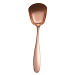 Colher Pequena em Aço Inoxidável 304 Brilhante com Cabeça Plana Espessada e Fundo Plano para Servir, Cor Aço Inoxidável, Dourado Titânio, Dourado Rosé, Colorido, Preto, Azul