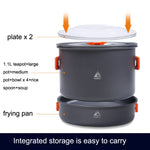 Conjunto de Camping Portátil com Fogão de Alumínio para 4-5 Pessoas Hewolf HW-K1779, HW-K1779