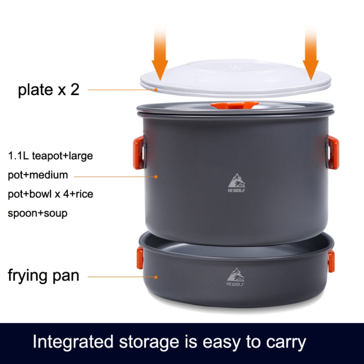 Conjunto de Camping Portátil com Fogão de Alumínio para 4-5 Pessoas Hewolf HW-K1779, HW-K1779