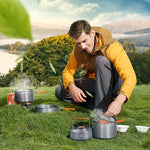 Conjunto de Camping Portátil com Fogão de Alumínio para 4-5 Pessoas Hewolf HW-K1779, HW-K1779