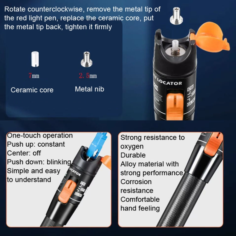 Caneta de teste de luz vermelha para fibra, fontes de luz vermelha para deteção de fibra ótica, 5MW, 10MW, 20MW, 30MW, 50MW