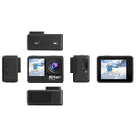 Câmara desportiva WIFI HD anti-tremor com ecrã duplo, controlo remoto, IP68 impermeável, 5K/30FPS, câmara 5K + cartão 64G, câmara 5K + cartão 128G
