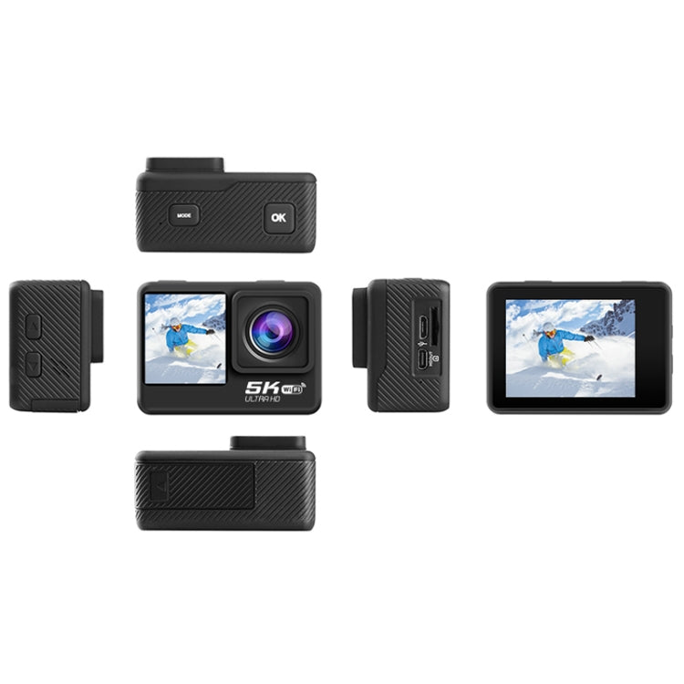 Câmara desportiva WIFI HD anti-tremor com ecrã duplo, controlo remoto, IP68 impermeável, 5K/30FPS, câmara 5K + cartão 64G, câmara 5K + cartão 128G