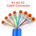 100 unidades/pack conector de cabo de rede para linha telefónica, terminais de ligação à prova de humidade e água, K1, K2, K3