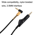 Para Cabo de Áudio de Substituição Trançado para Auriculares Boss QC15, ZS0017 Preto