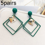 5 pares de brincos para senhora em liga com costura dupla de diamante