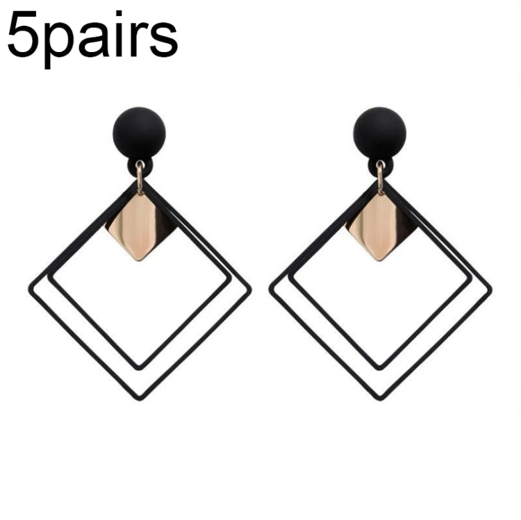 5 pares de brincos para senhora em liga com costura dupla de diamante
