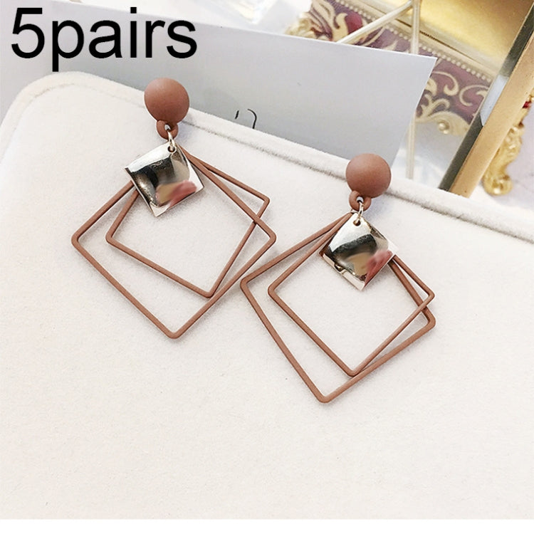 5 pares de brincos para senhora em liga com costura dupla de diamante