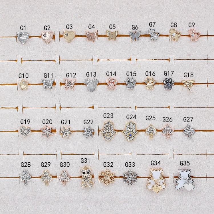2pcs Watch Silicone Strap Decorative Diamond Buckle Strap Nails, One Diamond Heart, Diamond Hand, Diamond Bear, Diamond Clover, One Diamond Pentagram, Full Diamond Pentagon, Full Diamond Heart, Diamond Dragonfly